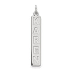 14k White Gold Large  Arial Black New Font Bar Charm