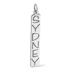 14k White Gold Large  Arial Black New Font Bar Charm