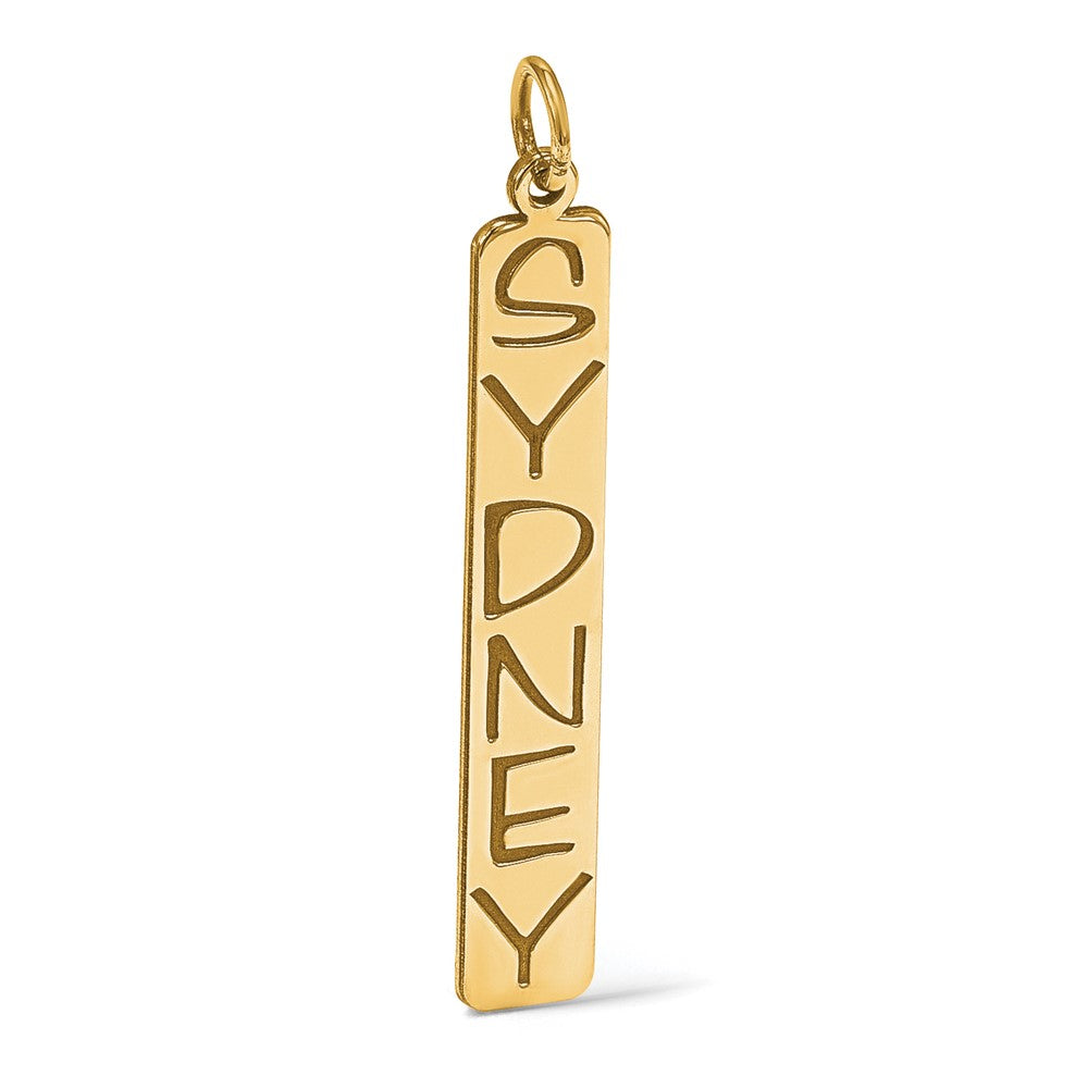 14k Yellow Gold Large  Arial Black New Font Bar Charm