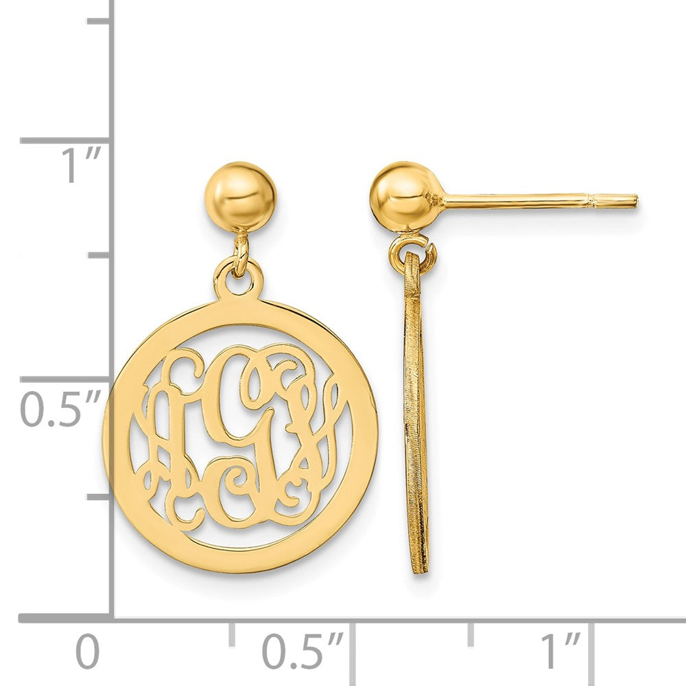 Sterling Silver/Gold-plated Round Monogram Dangle Earrings