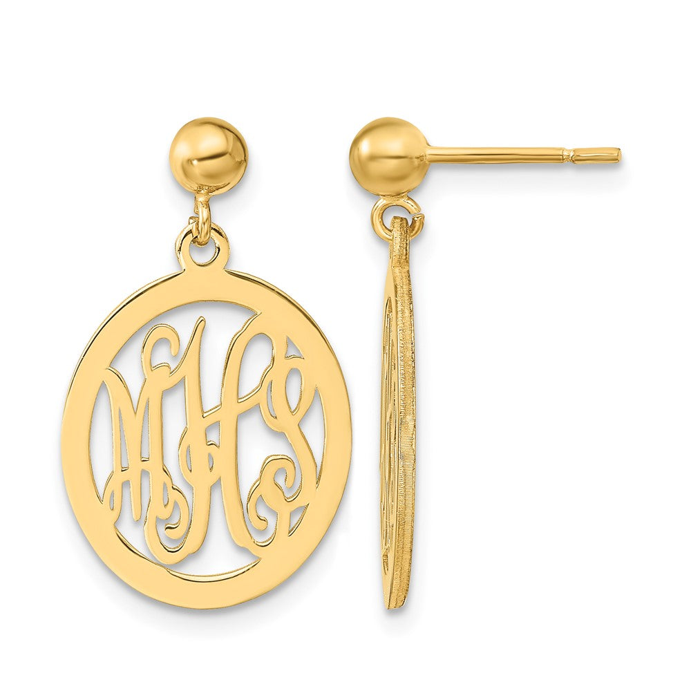 14k Yellow Gold Monogram Dangle Earrings