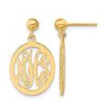 14k Yellow Gold Monogram Dangle Earrings
