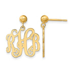 14k Yellow Gold Monogram Dangle Earrings