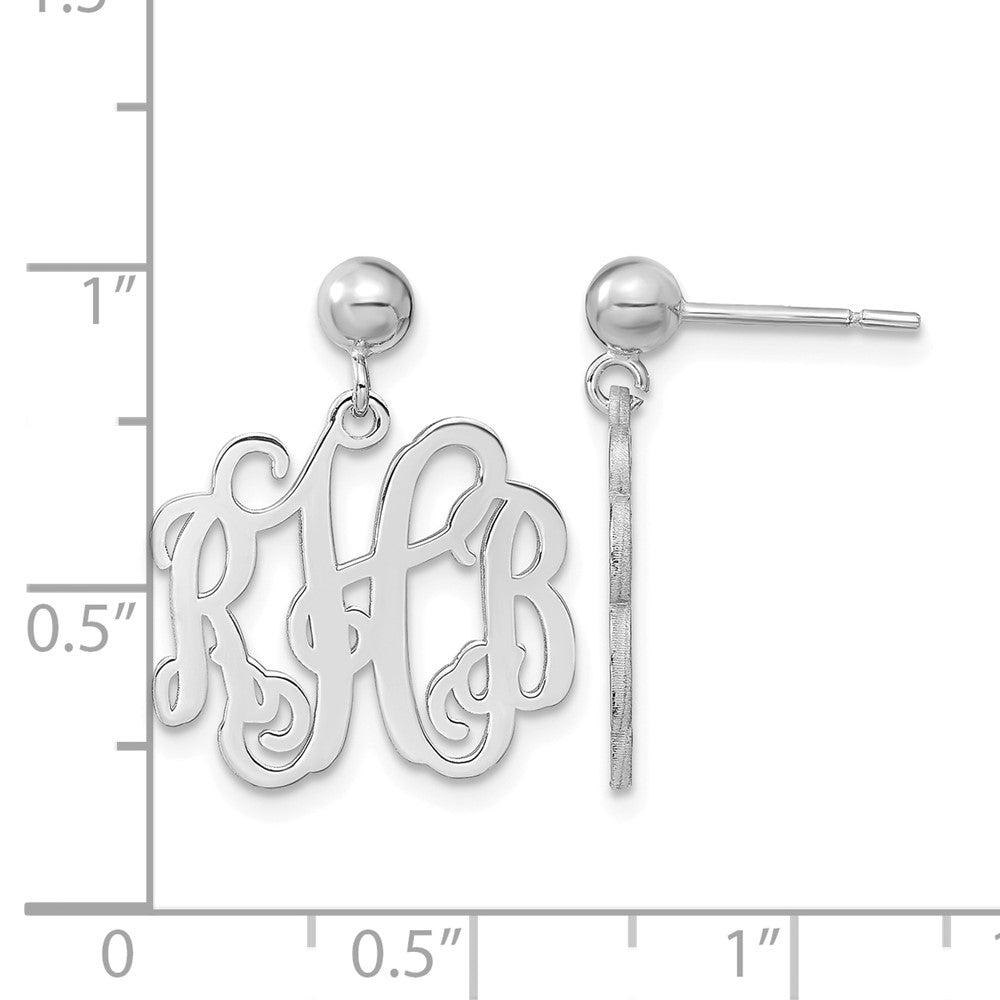 Sterling Silver/Rhodium-plated Monogram Dangle Earrings