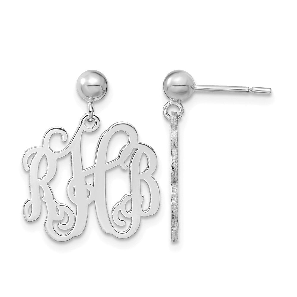 14k White Gold Monogram Dangle Earrings