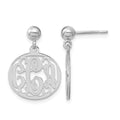 Sterling Silver/Rhodium-plated Monogram Dangle Earrings