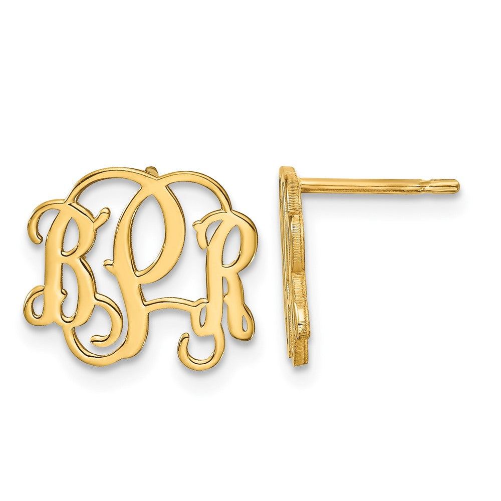 14k Yellow Gold Monogram Post Earrings