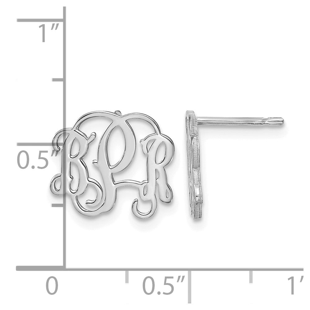 14k White Gold Monogram Post Earrings