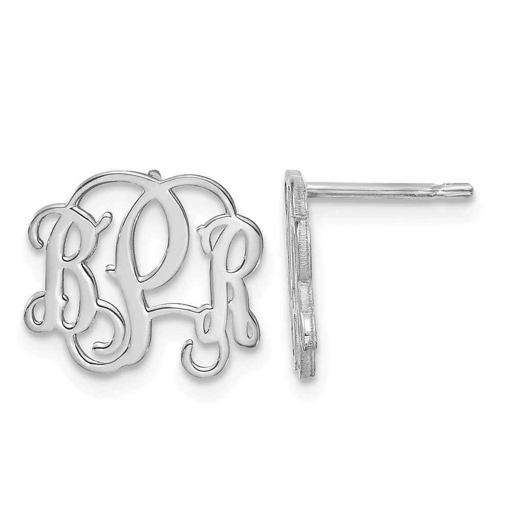 Sterling Silver/Rhodium-plated Monogram Post Earrings