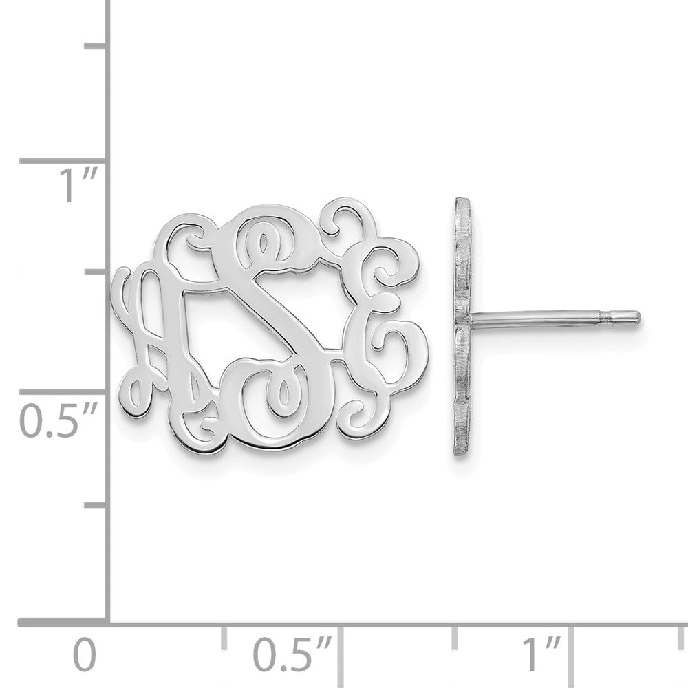 Sterling Silver/Rhodium-plated Monogram Post Earrings