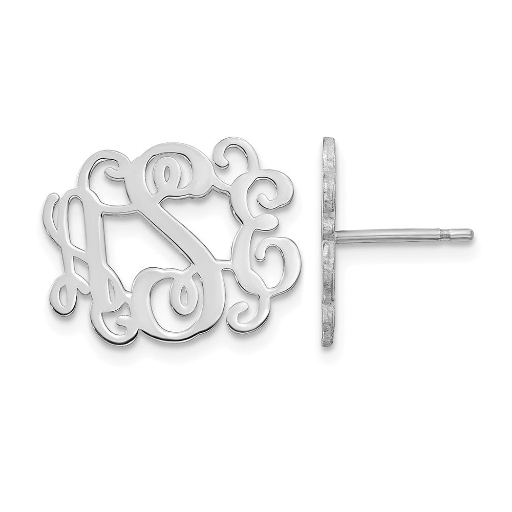 14k White Gold Monogram Post Earrings