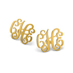 14k Yellow Gold Monogram Post Earrings