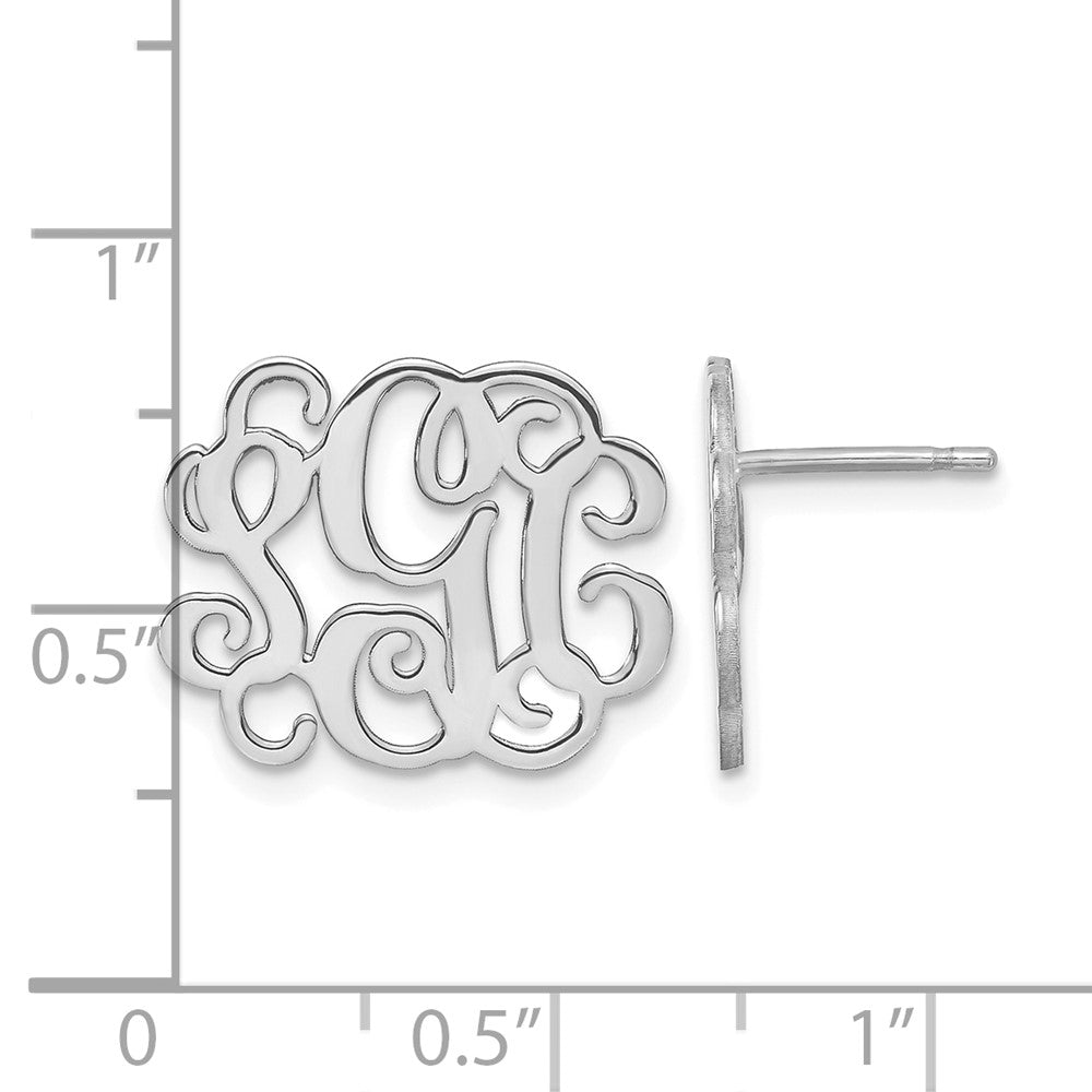 Sterling Silver/Rhodium-plated Monogram Post Earrings