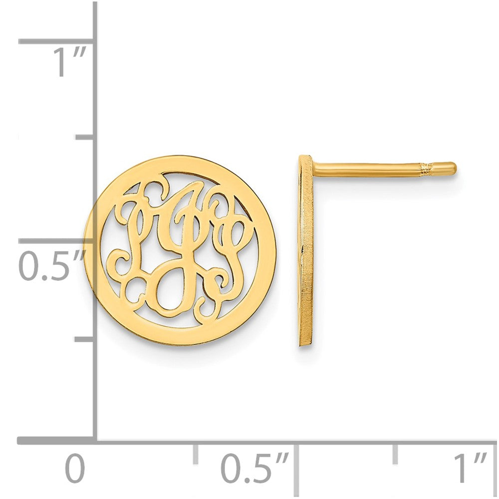 Sterling Silver/Gold-plated Small Round Monogram Post Earrings