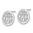 SSilver/Rhodium-plated Small Round Monogram Post Earrings