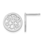 14k White Gold Small Round Monogram Post Earrings