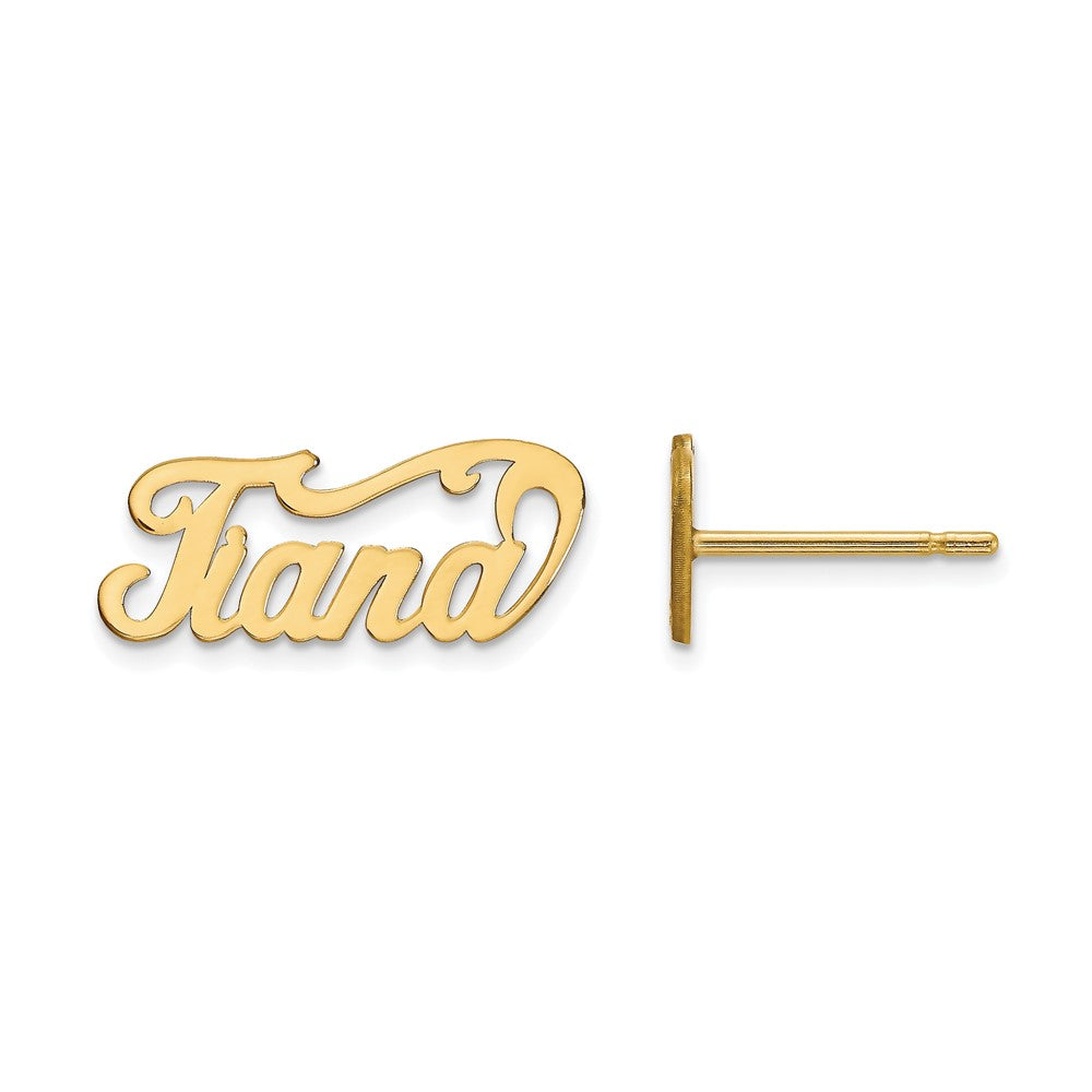 14k Yellow Gold Name Plate Post Earrings