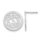 Sterling Silver/Rhodium-plated Round Monogram Post Earrings