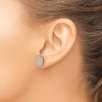 Sterling Silver/Gold-plated Round Monogram w/Epoxy Post Earrings