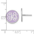 SSilver/Rhodium-plated Round Monogram w/Epoxy Post Earrings
