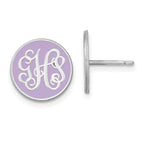 SSilver/Rhodium-plated Round Monogram w/Epoxy Post Earrings