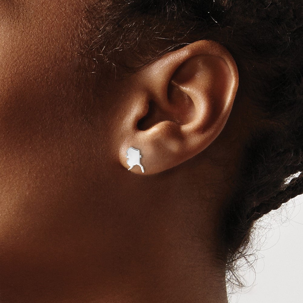 Sterling Silver/Rhodium-plated Alaska State Earrings