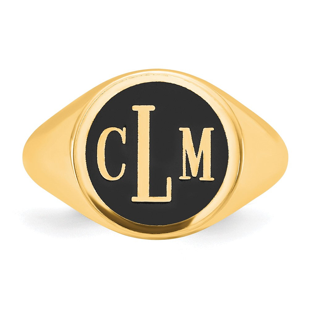 14k Yellow Gold with Epoxy Monogram Ring