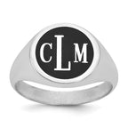 Sterling Silver/Rhodium-plated with Epoxy Monogram Ring