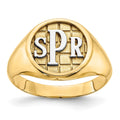 Sterling Silver/Gold-plated Textured Monogram Signet Ring