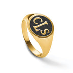 14k Yellow Gold with Epoxy Monogram Ring
