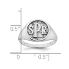 14k White Gold Textured Monogram Signet Ring