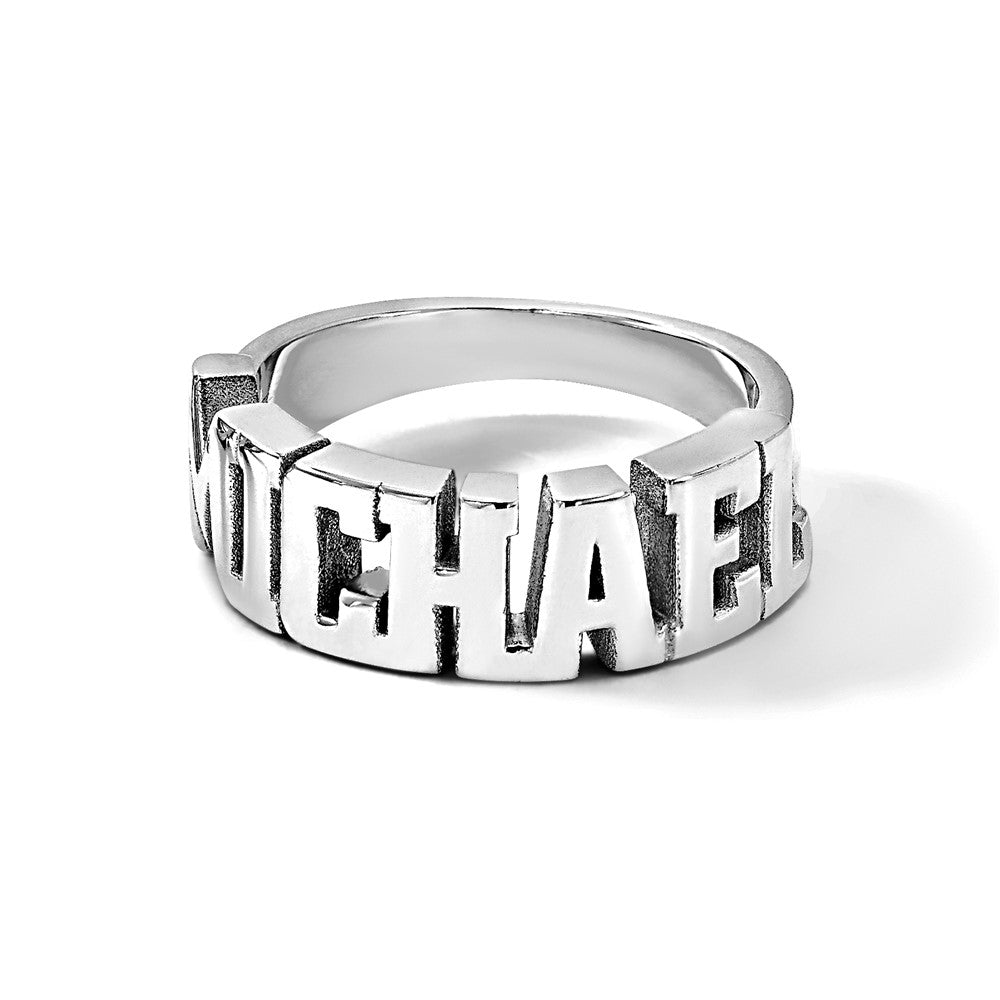 14k White Gold Cut-out Name Ring
