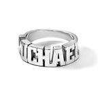 14k White Gold Cut-out Name Ring
