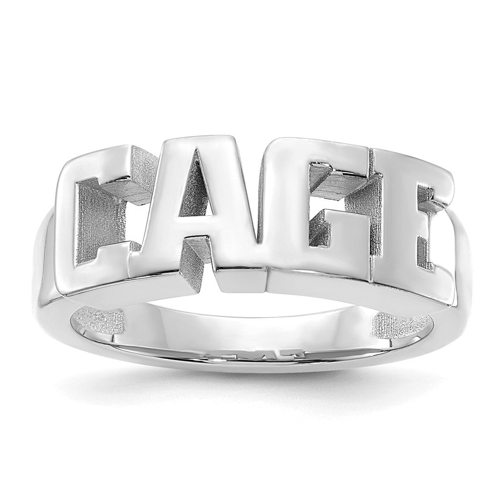 10k White Gold Cut-out Name Ring