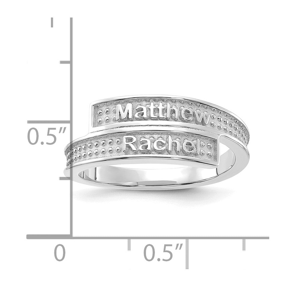 SS/Rhodium-plated Personalized Polished with Sandblasted Background Ring