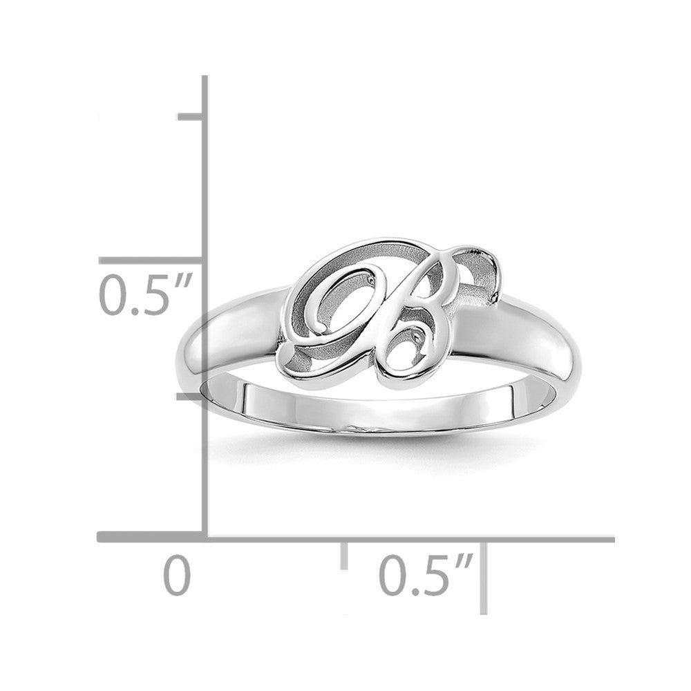 14k White Gold Script Initial Ring