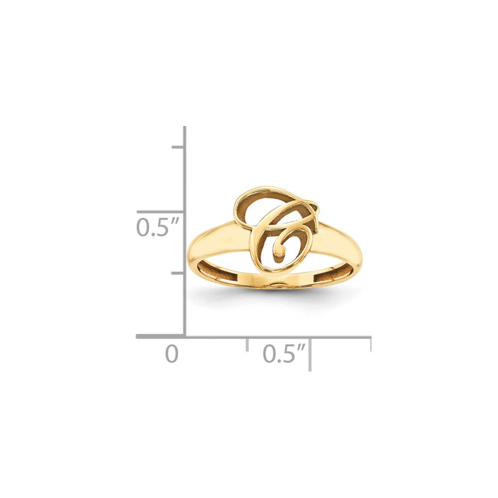 10k Yellow Gold Script Initial Ring