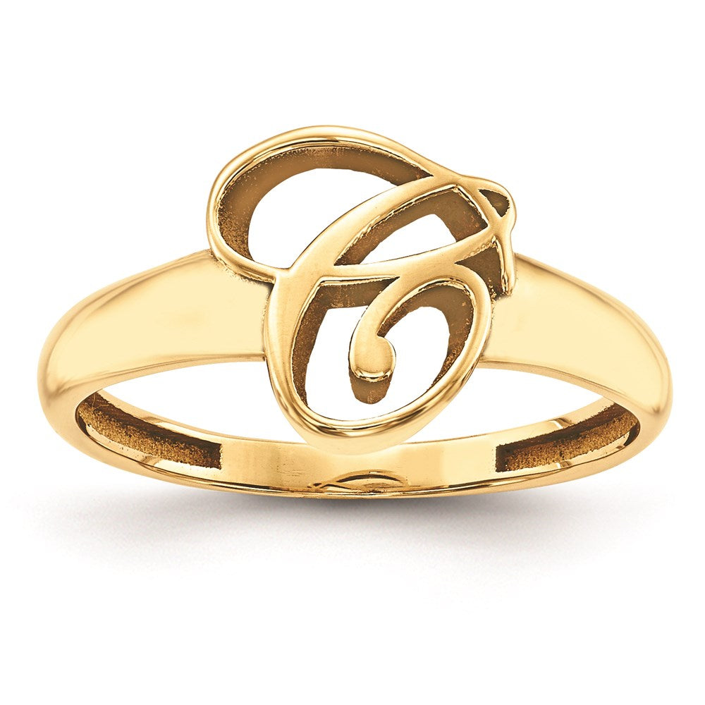 10k Yellow Gold Script Initial Ring