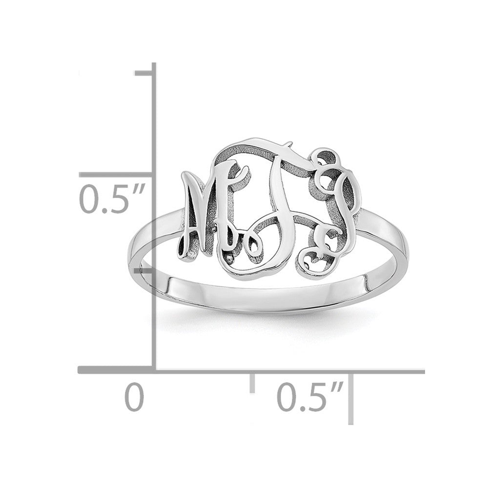 Sterling Silver/Rhodium-plated Monogram Ring