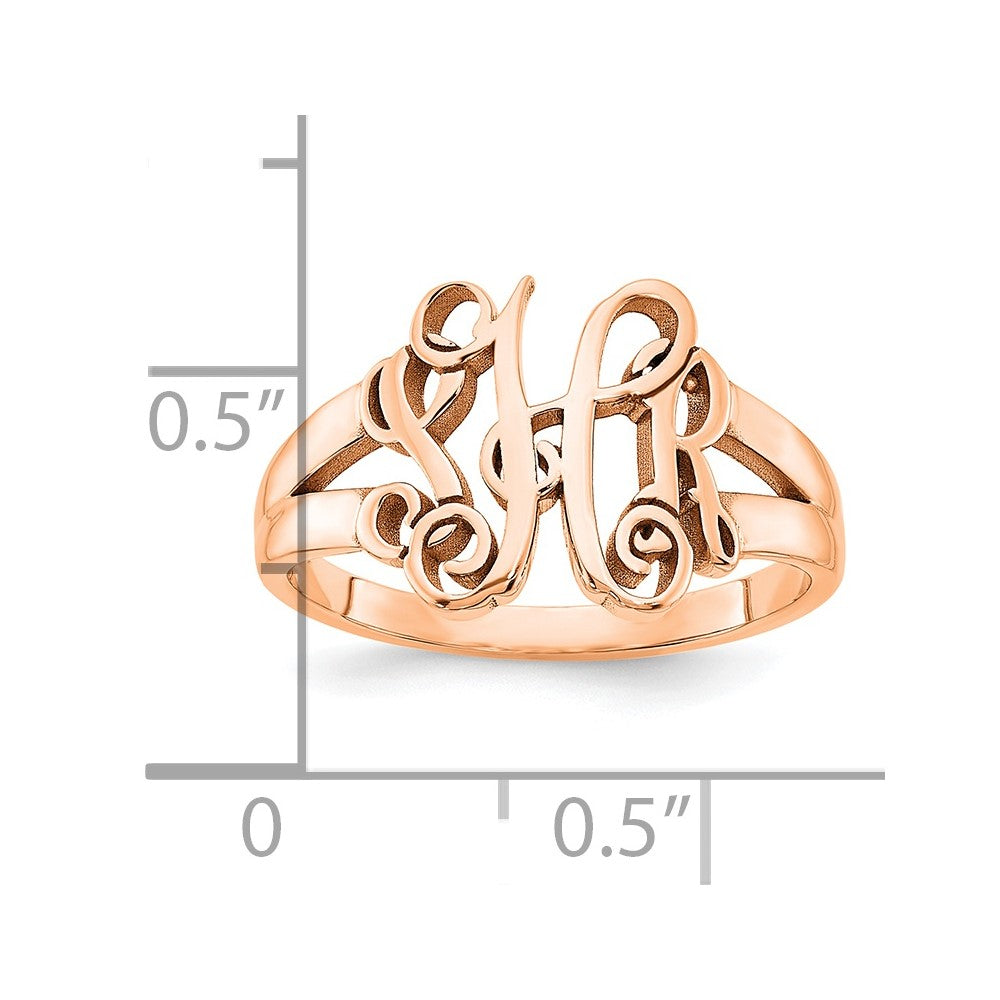 Sterling Silver/Rose-plated Monogram Ring