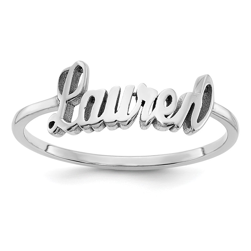 10k White Gold Name Plate Ring