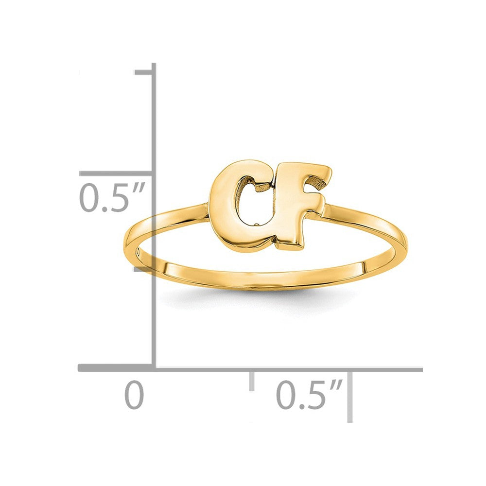 14k Yellow Gold Script or Block Font Double Initial Ring
