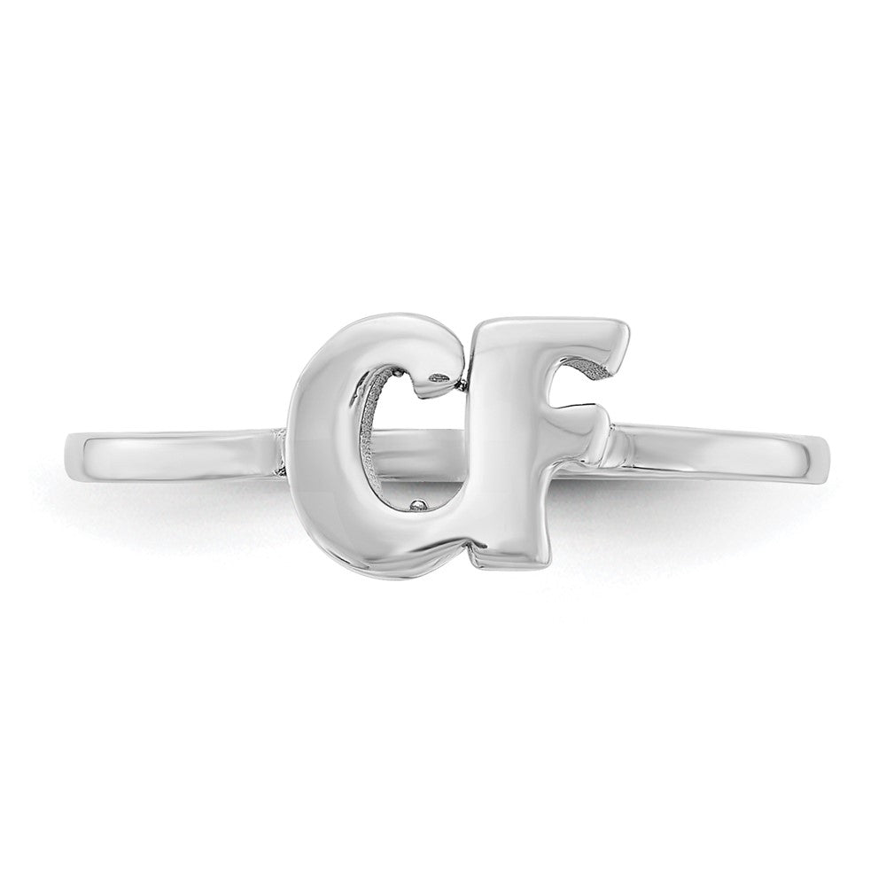 14kk White Gold Script or Block Font Double Initial Ring