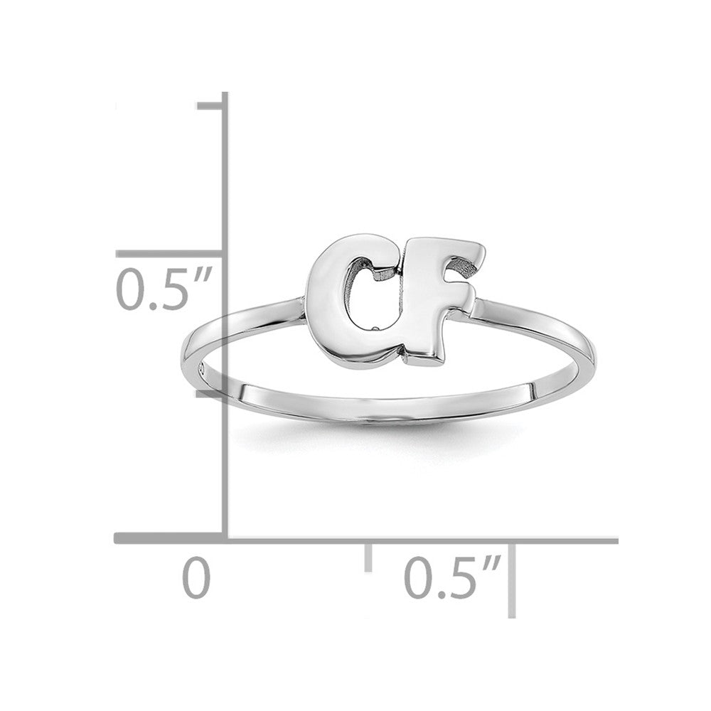 14kk White Gold Script or Block Font Double Initial Ring