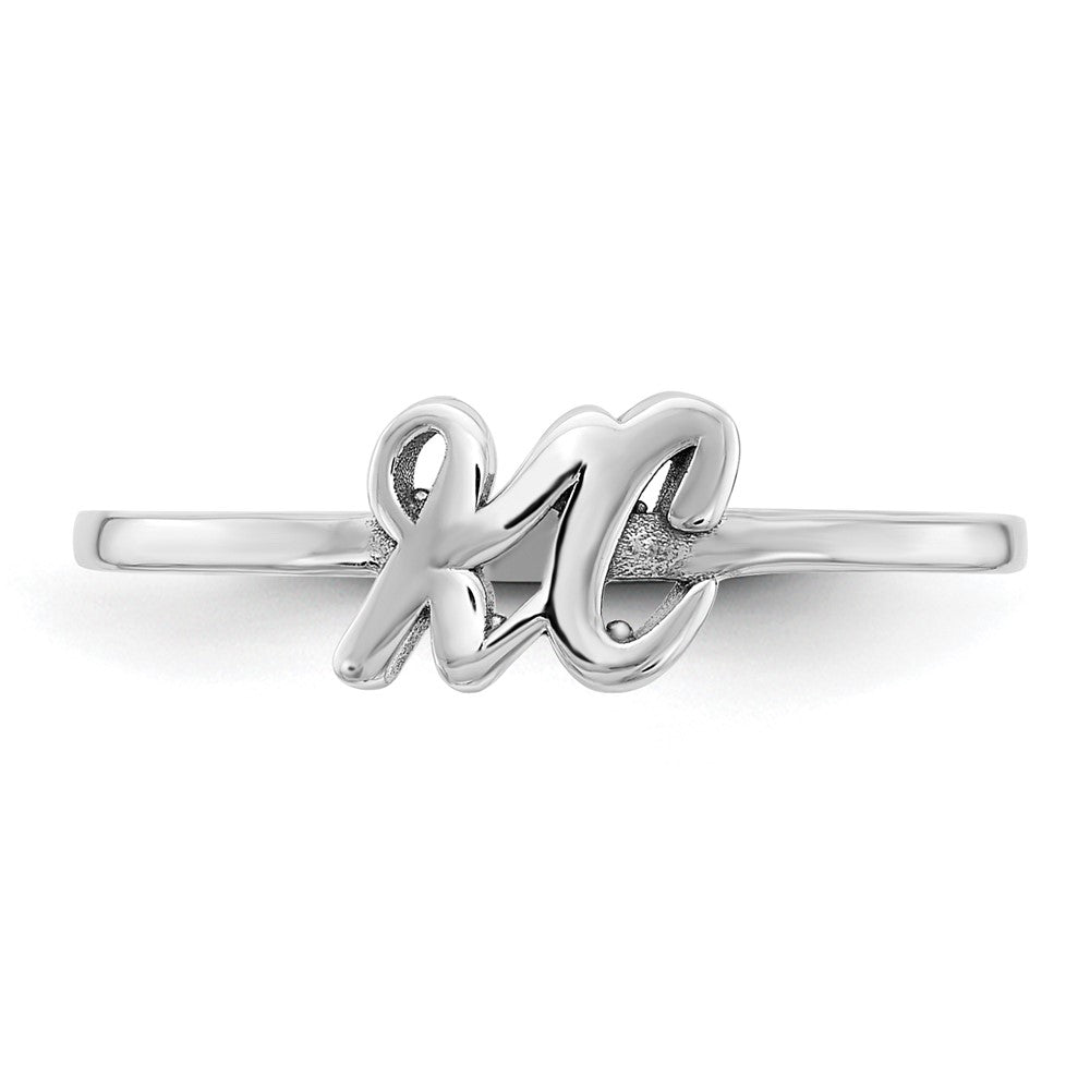 Sterling Silver/Rhod-plated Script or Block Font Double Initial Ring