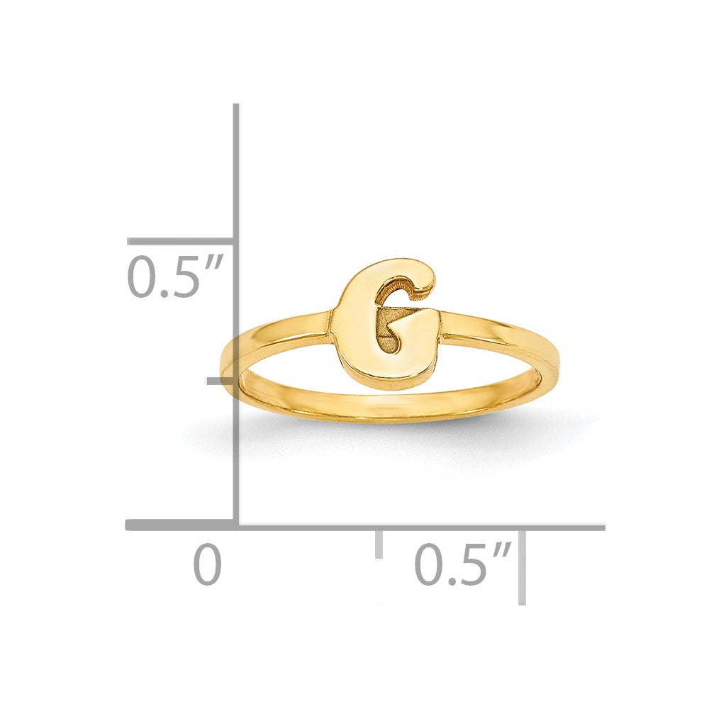 14k Yellow Gold Script or Block Font Initial Ring