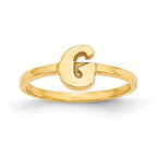 14k Yellow Gold Script or Block Font Initial Ring