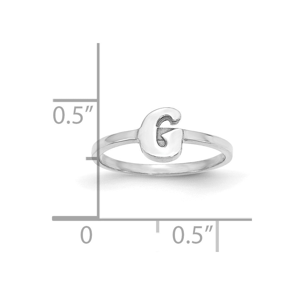 10k White Gold Script or Block Font Initial Ring