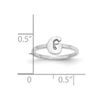 14k White Gold Script or Block Font Initial Ring