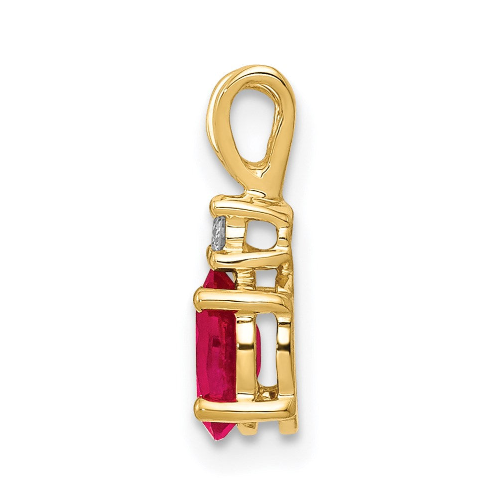 14k 6x4mm Oval Ruby and AAA Diamond Pendant
